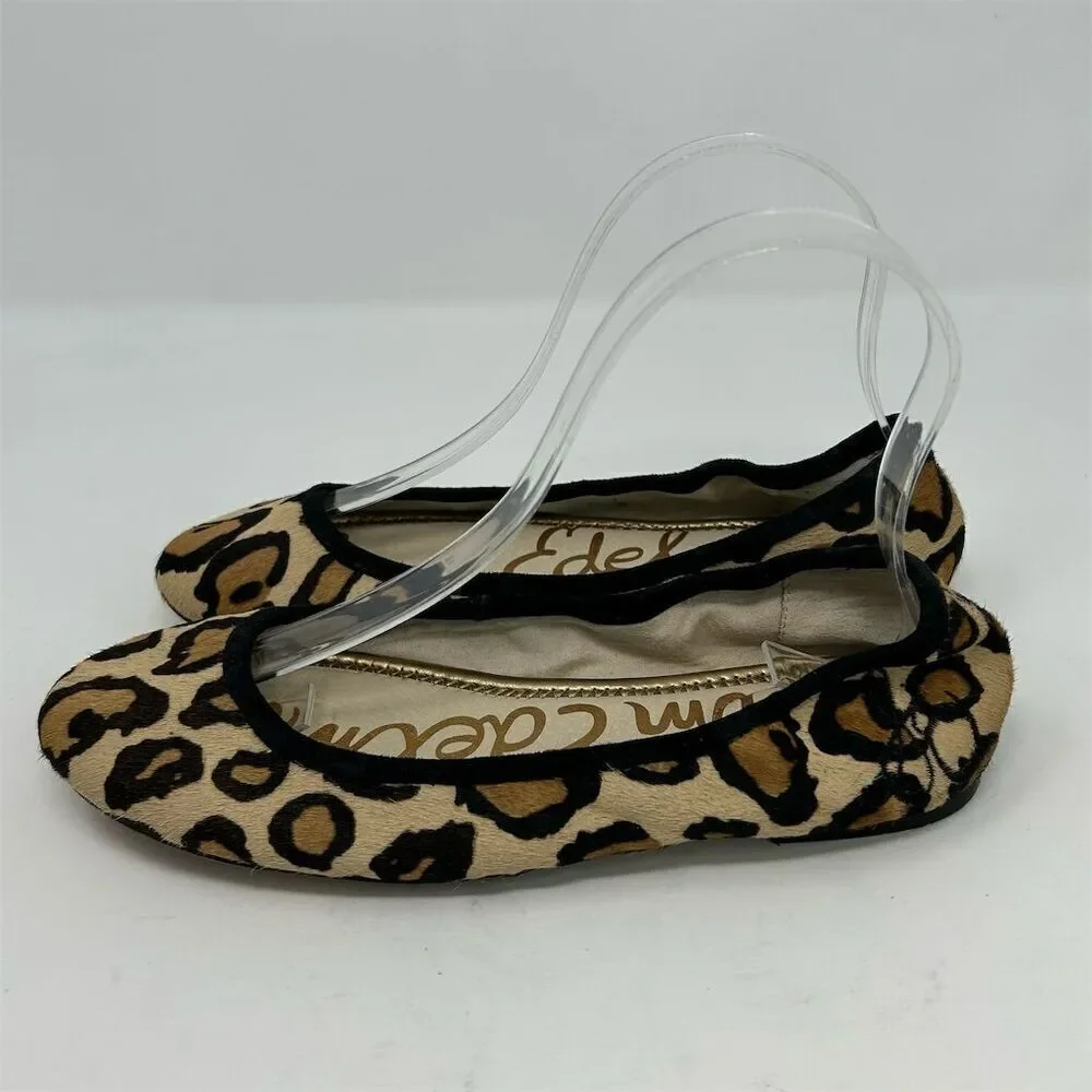Sam Edelman Women's Leopard Print Leather Ballet Flats Size 6.5 Chic Casual